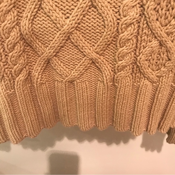 WOMEN’s GAP V NECK CABLE KNIT PULLOVER SWEATER CAMEL BROWN COLLAR  M - Picture 5 of 10
